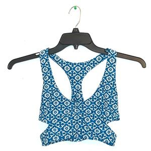 TORI PRAVER | Turquoise Blue White Racerback Swim